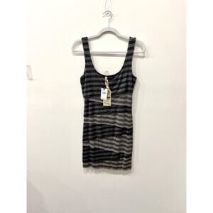 NWT B44 Dressed Desi Tiered Bandage Mini Dress Black Gray Women's Size Medium